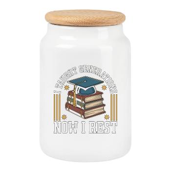 Retired Teacher I Taught Generations Educator - Keksdose mit Holzdeckel - Weiß - Vorne