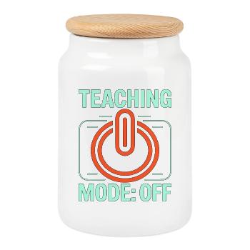 Retired Teacher Teaching Mode Off Former Teacher - Keksdose mit Holzdeckel - Weiß - Vorne