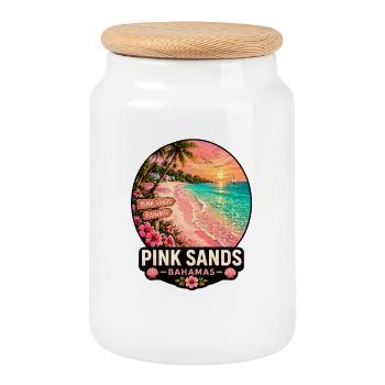 Pink Sands, Bahamas, plage des Caraïbes, vacances de soleil - Boîte à biscuits avec couvercle en bois - blanc - Devant