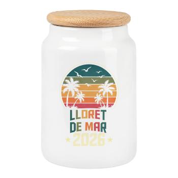 Lloret de Mar 2026 - Cookie Jar with Wooden Lid - white - Front