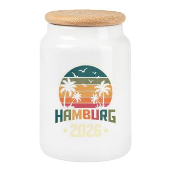 Hamburg 2026 - Cookie Jar with Wooden Lid - white - Front