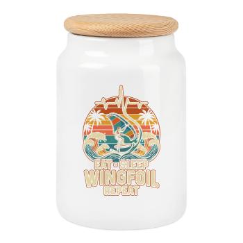 Vie à profil ailé au bord de la mer - Boîte à biscuits avec couvercle en bois - blanc - Devant