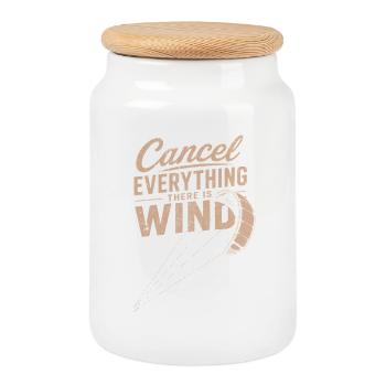 Graphique Windspruch : Annuler tout le vent - Boîte à biscuits avec couvercle en bois - blanc - Devant
