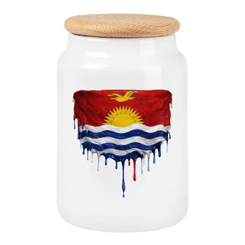 Dripping Kiribati flag - Cookie Jar with Wooden Lid - white - Front