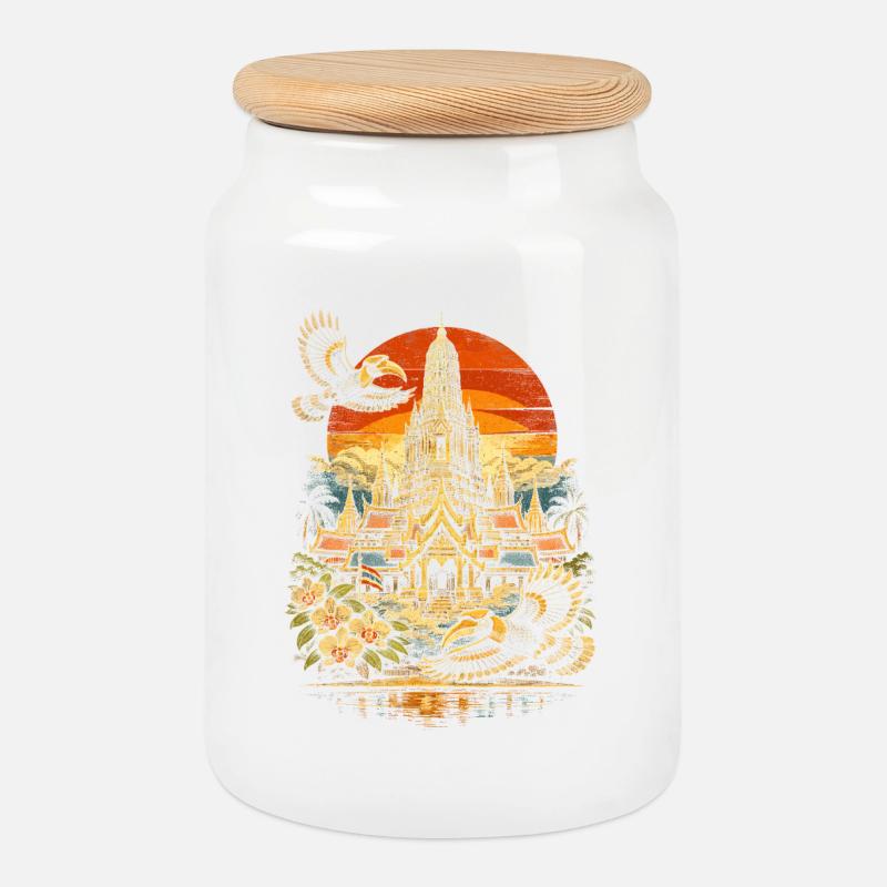 Thailand Thai Pride - Keksdose mit Holzdeckel - Weiß
