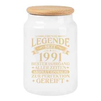 Lebende Legende seit 1991 Jahrgang Geschenk - Keksdose mit Holzdeckel - Weiß - Vorne