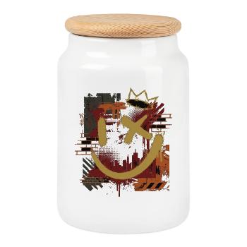 Graffiti Smile Street Art Urban - Keksdose mit Holzdeckel - Weiß - Vorne