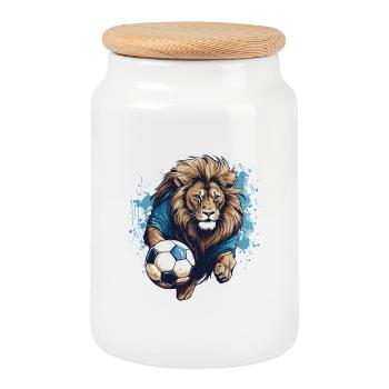 Équipe de football des Lions - Boîte à biscuits avec couvercle en bois - blanc - Devant