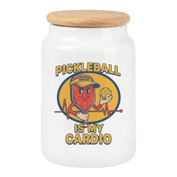 Pickleball Is My Cardio Funny Pickleball Player - Cookie Jar with Wooden Lid - white - Front