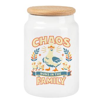 Geese Chaos - Cookie Jar with Wooden Lid - white - Front