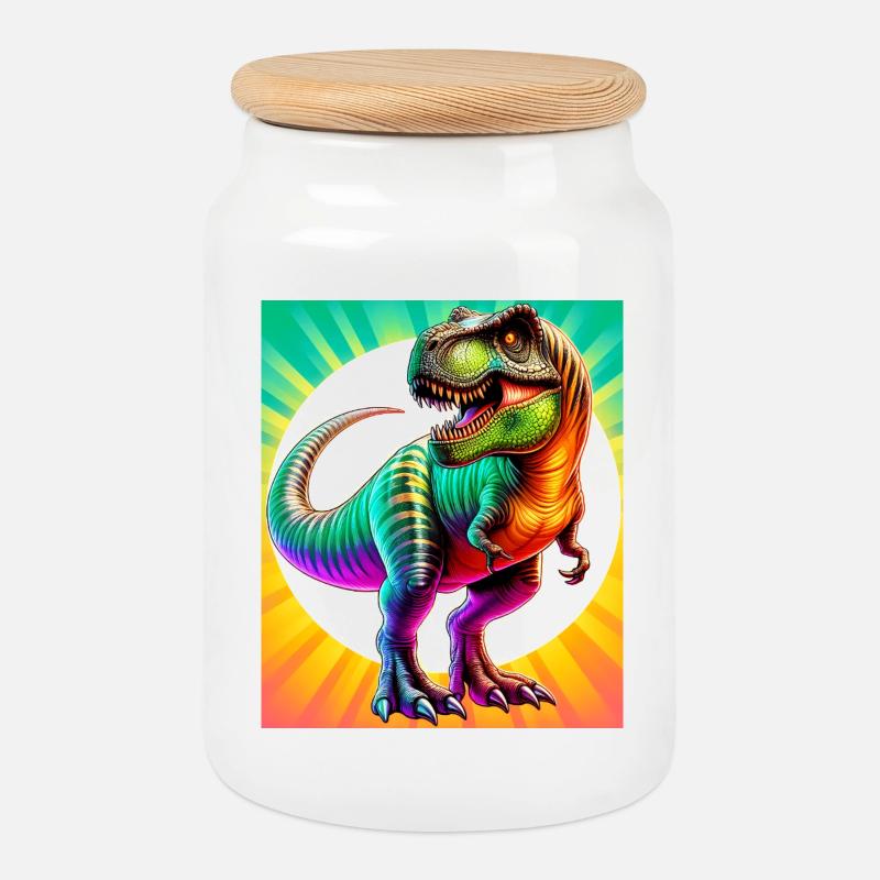 Dinosaurier - Keksdose mit Holzdeckel - Weiß