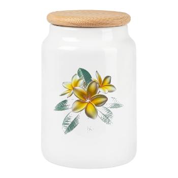 Plumeria-Blume - Keksdose mit Holzdeckel - Weiß - Vorne