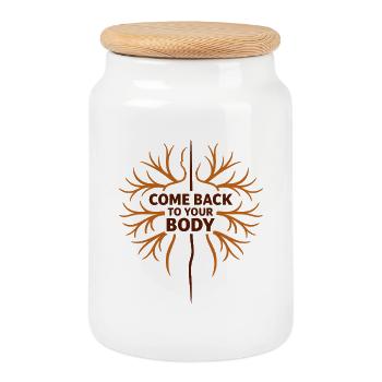 Somatic Healing Somatic Therapy - Cookie Jar with Wooden Lid - white - Front