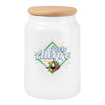 Porto Alegre Rio Grande do Sul Brasilien Souvenir - Keksdose mit Holzdeckel - Weiß - Vorne