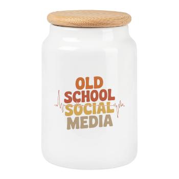 Radio amateur sur les réseaux sociaux à l’ancienne - Boîte à biscuits avec couvercle en bois - blanc - Devant