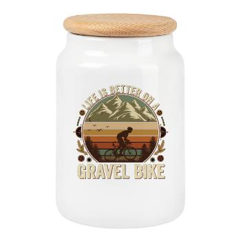 Gravel Bike Retro Fahrrad Berge Outdoor - Keksdose mit Holzdeckel - Weiß - Vorne