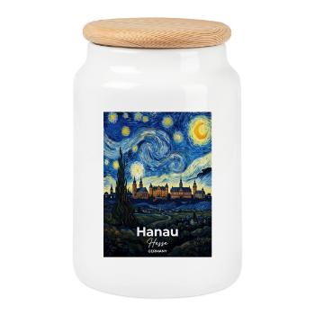 Hanau Germany Sternennacht - Keksdose mit Holzdeckel - Weiß - Vorne