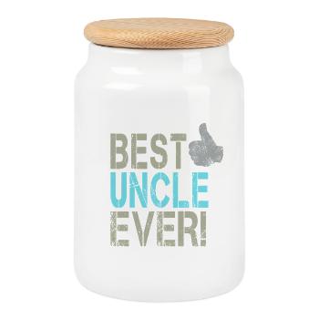 Meilleur oncle pour le design d’oncle avec un pouce levé - Boîte à biscuits avec couvercle en bois - blanc - Devant