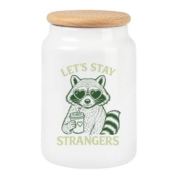 Lets Stay Strangers Funny Introvert Shirt - Keksdose mit Holzdeckel - Weiß - Vorne