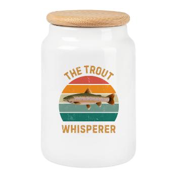Le Murmureur de truites - Boîte à biscuits avec couvercle en bois - blanc - Devant