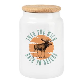 Dans l’orignal sauvage Art naturel vintage - Boîte à biscuits avec couvercle en bois - blanc - Devant