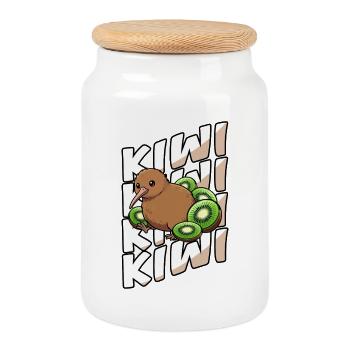 Kiwi Oiseau Kiwi Kiwi Mignon Kiwi Néo-Zélandais - Boîte à biscuits avec couvercle en bois - blanc - Devant