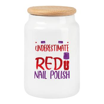 Nageldesigner Nageldesignerin Kosmetik Nagelstudio - Keksdose mit Holzdeckel - Weiß - Vorne