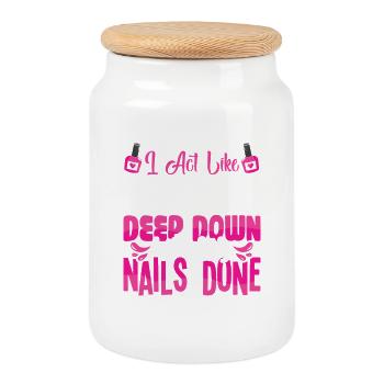 Nail Designer Nail Designer Cosmetics Nail Salon - Cookie Jar with Wooden Lid - white - Front