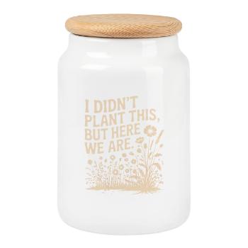 Nous sommes là : citation de Wildflower - Boîte à biscuits avec couvercle en bois - blanc - Devant