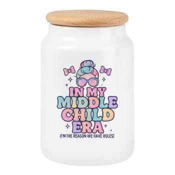 Daughter Family Humor In My Middle Child Era - Cookie Jar with Wooden Lid - white - Front
