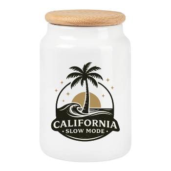 Mode lent de Californie - Boîte à biscuits avec couvercle en bois - blanc - Devant