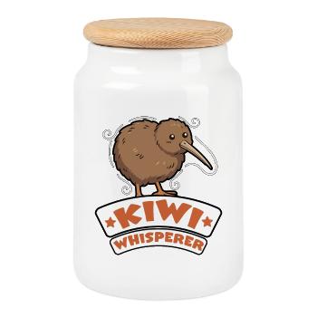 Whisperer de kiwi Oiseau néo-zélandais néo-zélandais - Boîte à biscuits avec couvercle en bois - blanc - Devant