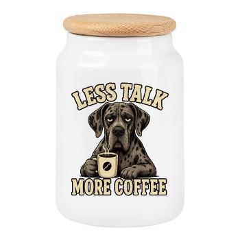 Great Dane Coffee Saying Shirt - Cookie Jar with Wooden Lid - white - Front