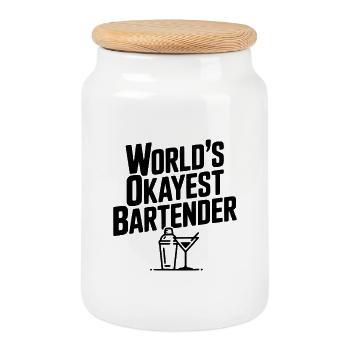 Der beste Barkeeper der Welt - Keksdose mit Holzdeckel - Weiß - Vorne