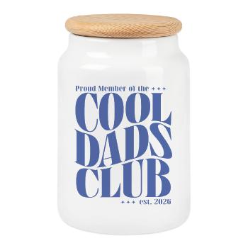 Cool Dads Club - Dad-to-be 2026 Gift - Cookie Jar with Wooden Lid - white - Front
