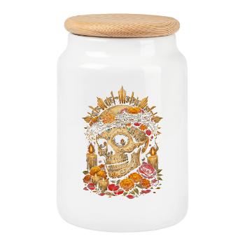 Día de los Muertos - Cookie Jar with Wooden Lid - white - Front