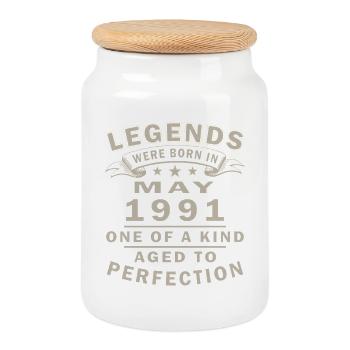 May 1991 - Cookie Jar with Wooden Lid - white - Front
