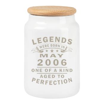 Geburtstag Mai 2006 - Keksdose mit Holzdeckel - Weiß - Vorne