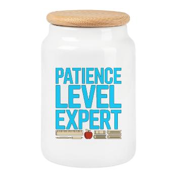Enseignant principal Niveau de patience Éducateur expert - Boîte à biscuits avec couvercle en bois - blanc - Devant