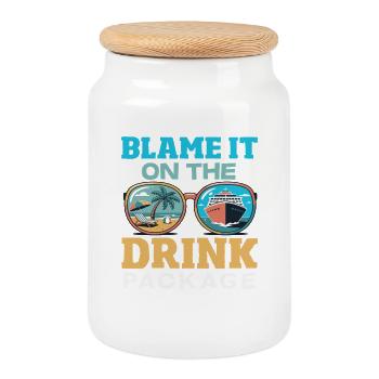 Blame It On The Drink Package Alcohol - Cookie Jar with Wooden Lid - white - Front