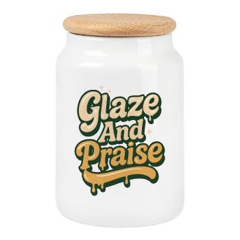 Glasur & Lob | Keramik Töpfern - Keksdose mit Holzdeckel - Weiß - Vorne