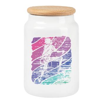Boulderer Boulder Bouldering - Cookie Jar with Wooden Lid - white - Front