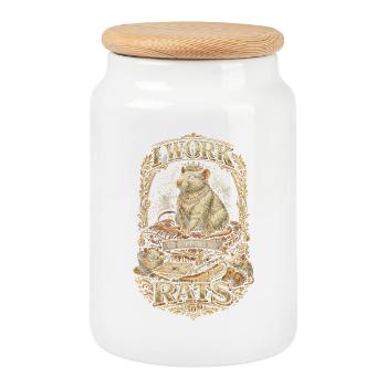 Farbratte Fancy Rat I Work To Support My Rats - Cookie Jar with Wooden Lid - white - Front