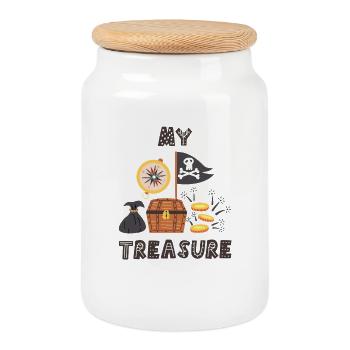 Pirate's Treasure - Cookie Jar with Wooden Lid - white - Front