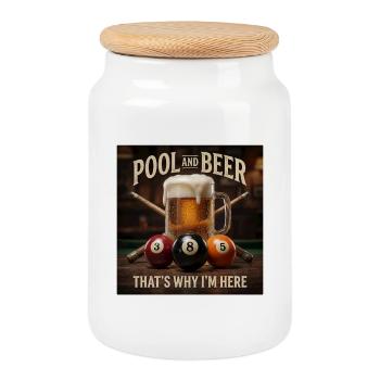Bière de billard 8-ball drôle, c’est pour ça que je suis là - Boîte à biscuits avec couvercle en bois - blanc - Devant