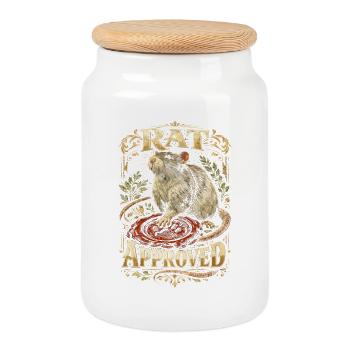 Color Rat Fancy Rat Approved Big Mouse House Rat - Cookie Jar with Wooden Lid - white - Front