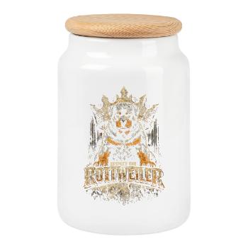 Respectez le chien rottweiler - Boîte à biscuits avec couvercle en bois - blanc - Devant