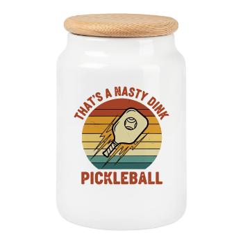 Pickleball Thats A Nasty Dink Funny Love - Cookie Jar with Wooden Lid - white - Front