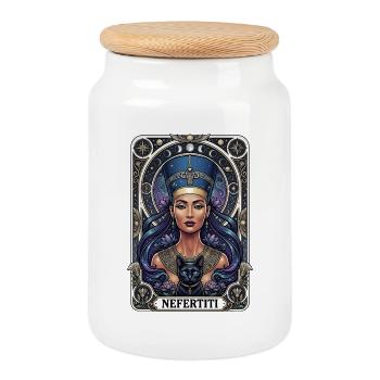 La carte de tarot de Néfertiti - Boîte à biscuits avec couvercle en bois - blanc - Devant