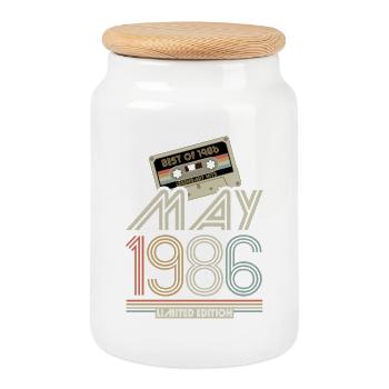 Meilleur de mai 1986 Cassette | Édition limitée - Boîte à biscuits avec couvercle en bois - blanc - Devant